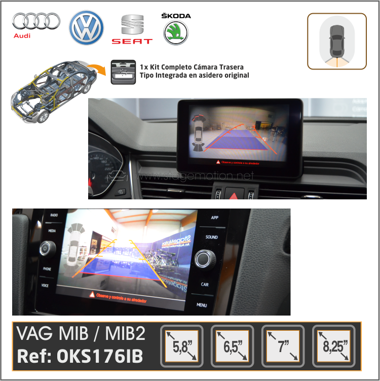 Kit RVC Integrado MIB2 Audi/VW/Seat/Skoda 5,8&quot;/6,5&quot;/7&quot;/8,25&quot;/9,2&quot;