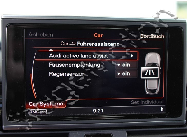 Asistente de cambio de carril incluido reconocimiento de señales de tráfico para Audi A8 4H