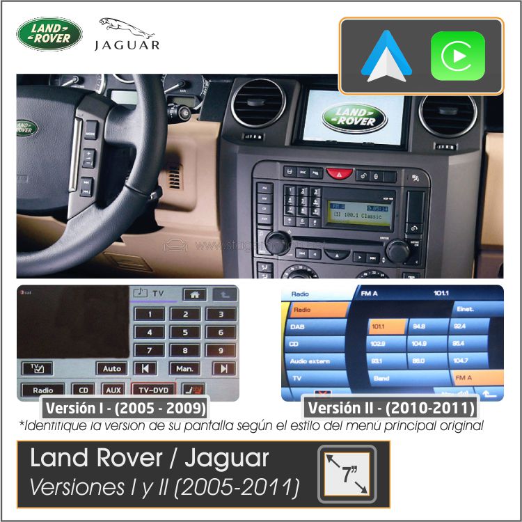 Kit Universal LandRover/Jaguar (2005-2010) Car-Play + Android Auto + USB + Visión 180