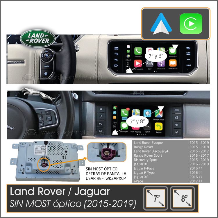 Kit Car-Play Wireless + AndroidAuto + USB LandRover/Jaguar (Versión IV de 7&quot; / 8&quot;) SIN MOST 2015-2019