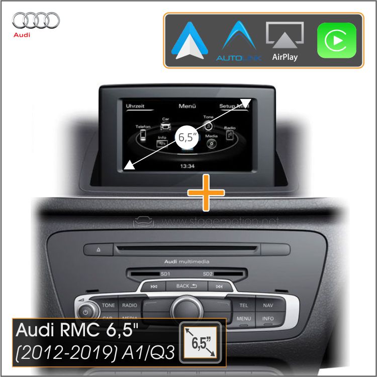 Kit Plus Audi RMC (A1(8X)/Q3(8U)/A6-A7) Car-Play Wireless + Android Auto + Mirror-Link + USB + Visión 180º