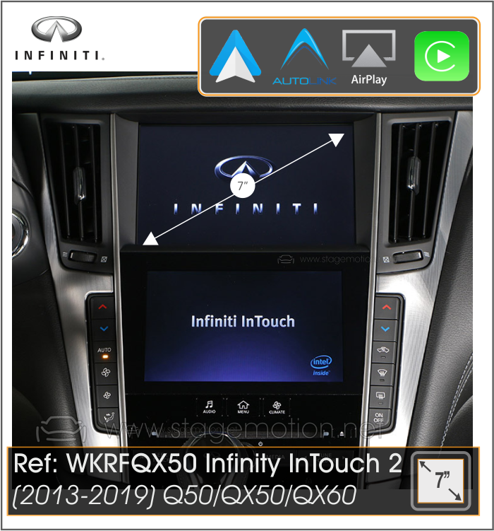 Kit Car-Play/Android Wireless + USB + Visión 180º Infiniti InTouch 2 (Pantalla 7&quot;) Q50/QX50/Q60 (2013-2019)