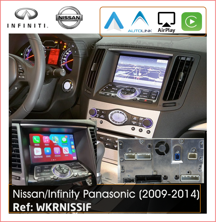 Kit Car-Play/Android Wireless + USB + Visión 180º Infiniti/Nissan (2015-2020)