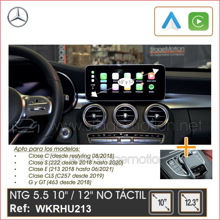 Kit Car-Play Wireless + Android Auto + USB Multimedia Mercedes NTG 5.5  High 10&quot; y Low 8&quot;