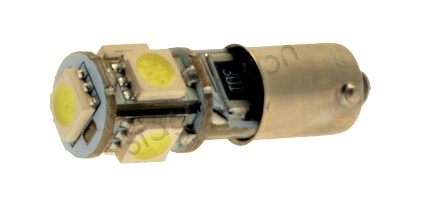 Lámpara LED Ba9s 12v (luz blanca.5-SMD) -60 lúmenes sin lente-