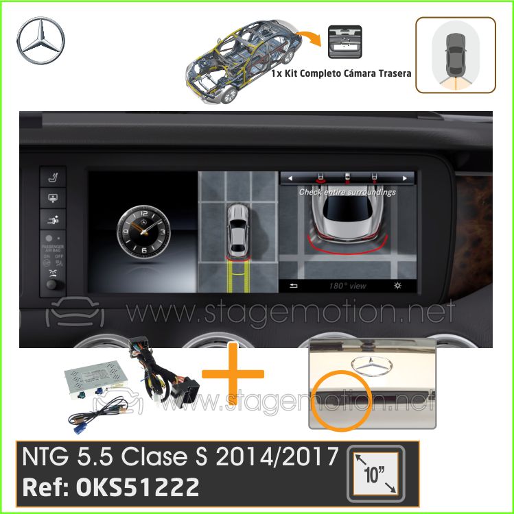 Kit RVC para Mercedes Benz Clase S (2014-2016) NTG 5.5 10&quot;/12,3&quot; (No táctil)