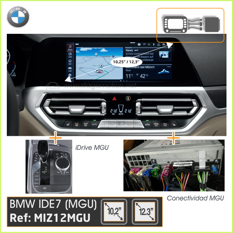 Interface BMW MGU Cámaras + Vídeo AUX 12.3&quot;/10,25&quot; (ID7 PR: S6C4A/S6U3A)