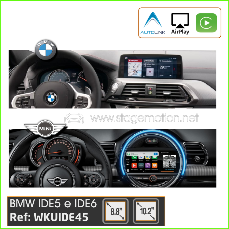CarPlay® Original BMW / MINI (EVO IDE5 / ID6) + APP + Vídeo Activo + MirrorLink Wireless (IOS/Android)