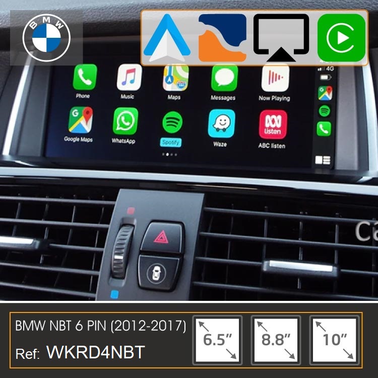 Kit Plus BMW-MINI (NBT IDE4) Car-Play Wireless + Android Auto + Mirror-Link + USB + Visión 180º (8.8&quot;/10&quot;)