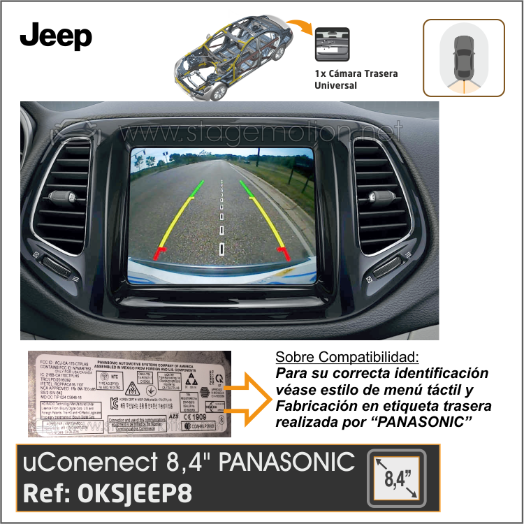 Kit RVC Integrado Uconnect 8.4 Panasonic para JEEP -52 pines- (All-In-One 2018&gt;&gt;)