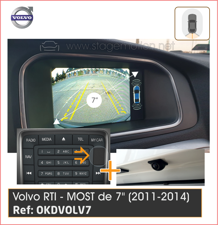 Kit RVC Integrado Volvo Nav. RTI -7' 2011-2014 (Sin botón Internet - Con MOST)