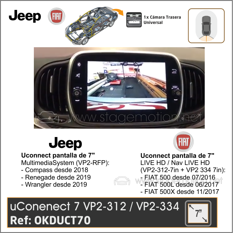 Kit RVC FIAT-JEEP Uconnect 7 (LIVE HD + Nav LIVE HD pantalla 7&quot;)