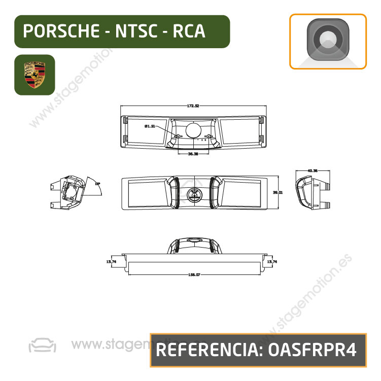 Cámara Frontal Específica RCA - Porsche Macan (Restiling 2018 >>) Tipo 1 Extendida