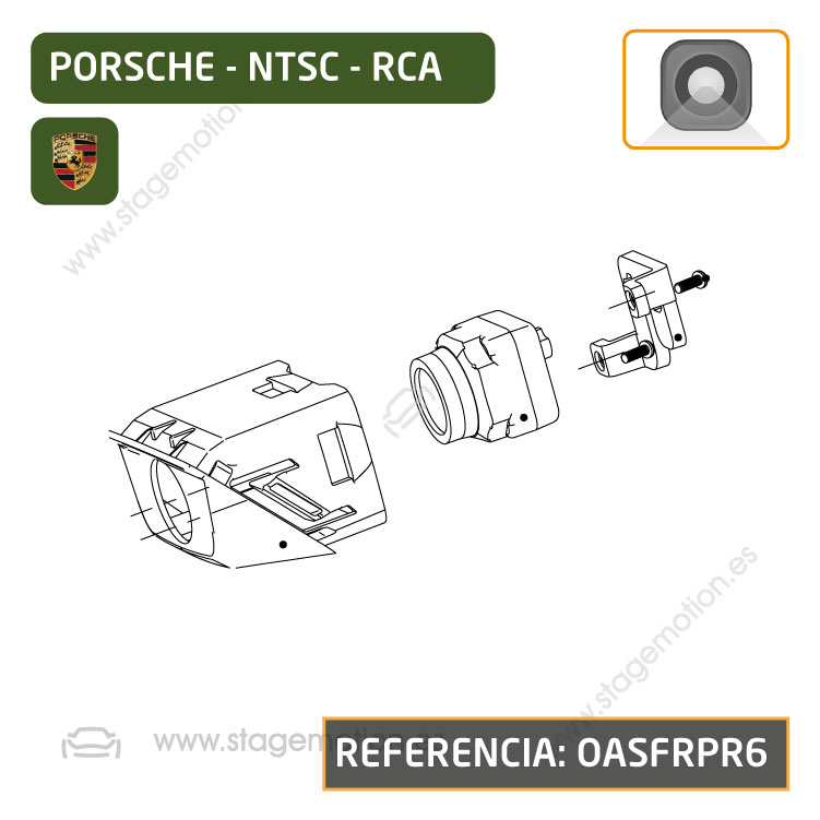 Cámara Frontal Específica RCA  Porsche Macan (Restiling 2018 >>) Tipo 2 Corta