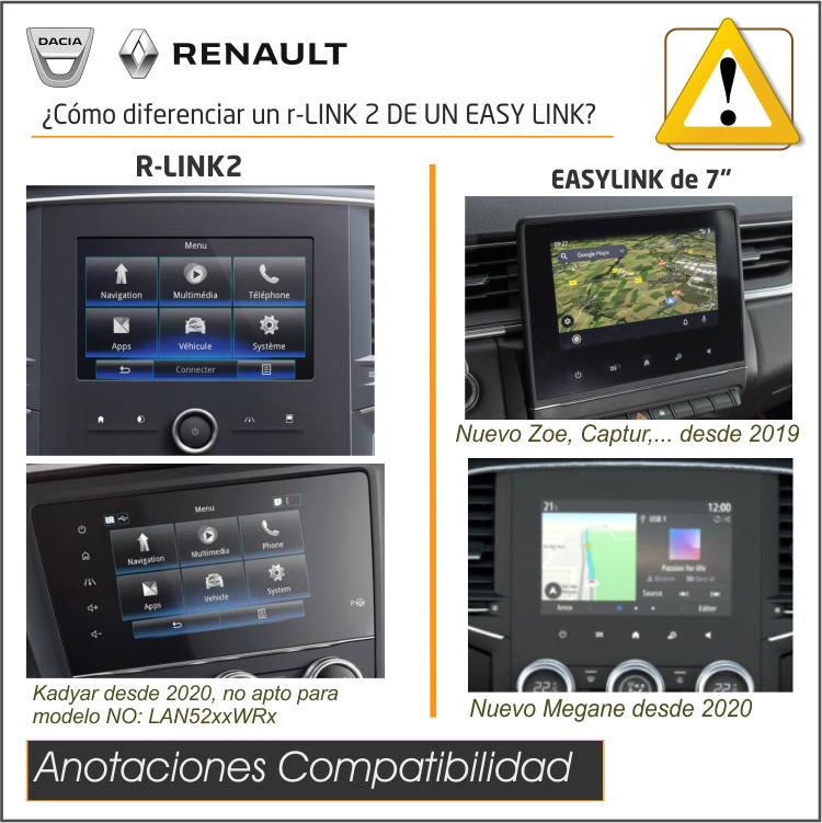 Interface Video Aux + Cámaras Renault R-Link2(LG) 7"/8.7" (2016-2019)