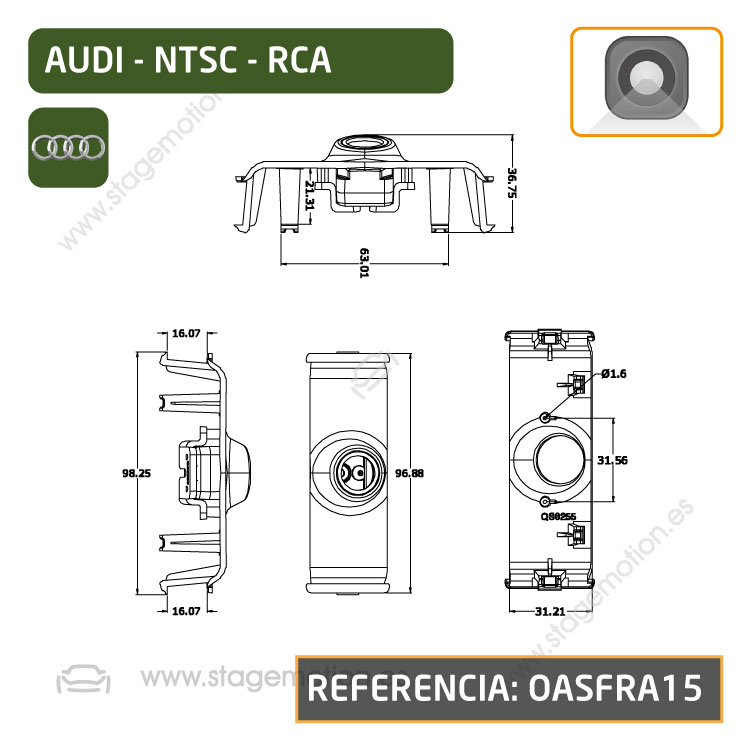 Cámara Frontal Específica RCA Audi Q3 (F3 2019>>) *Calandra Basic