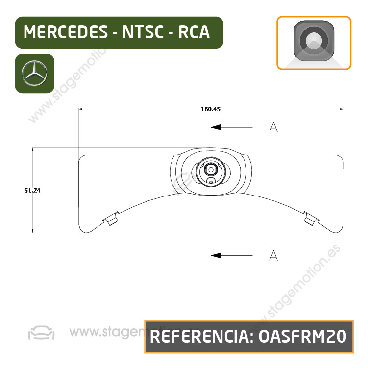 Cámara Frontal Específica RCA para Mercedes Benz Clase GLA (X247 desde 2020)