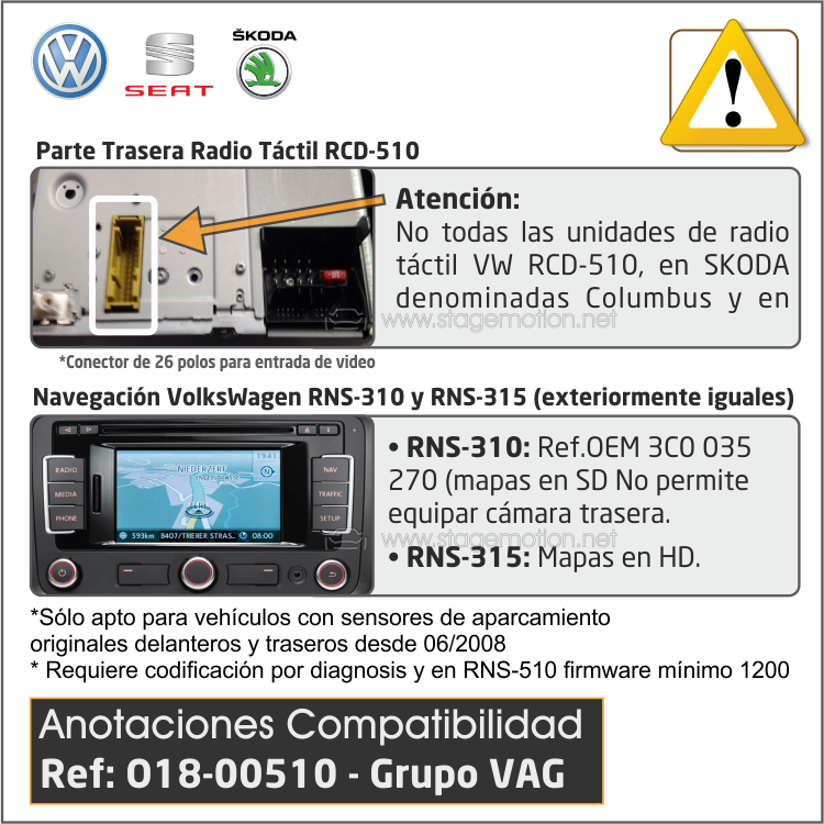 Kit 180º Visión Universal para VW / SEAT / SKODA